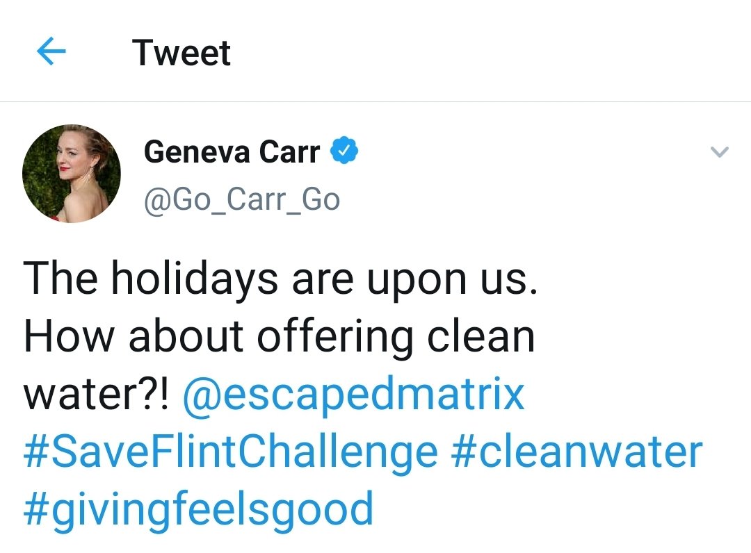 Thank you Geneva for supporting our  #SaveFlintChallenge clean water mission. We have so much more work to do. Please continue sharing this campaign.  @Go_Carr_Go  #WaterThePlanet  https://www.gofundme.com/f/rva-flint-saveflintchallenge