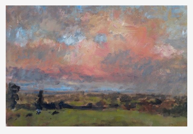 Cheshire Plains , oil sketch from the <a href="/Pheasant_Inn/">The Pheasant Inn</a> (a lovely place to visit! ) #cheshire #pleinair #oilpainting #art #chester