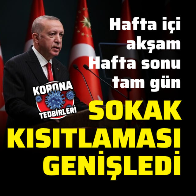 Yeniden #sokağacıkmayasağı tedbirleri resimdeki ayrıntıda.
#KoronaBüs Cumhurbaşkanı Erdoğan Cuma 21.00