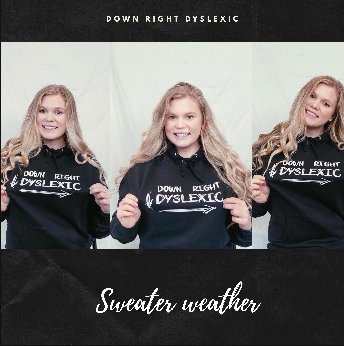 Down right dyslexic hoodies now available for purchase!! Message me if for sizing information and to order!! So excited to see everyone rocking these!! ✨🖤#downrightdyslexic #SupportSmallBusinesses 
#Dyslexia