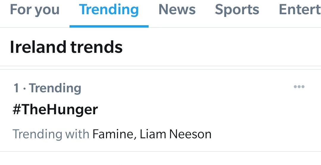 tyronetv_irl's tweet photo. We hope you all enjoyed part one of #thehunger, if you missed it you can catch up on the RTÉ Player before part two next Monday Dec 7th.

Also delighted we are number 1 trending with it, such an important piece of history! https://t.co/4KIQxKB06R