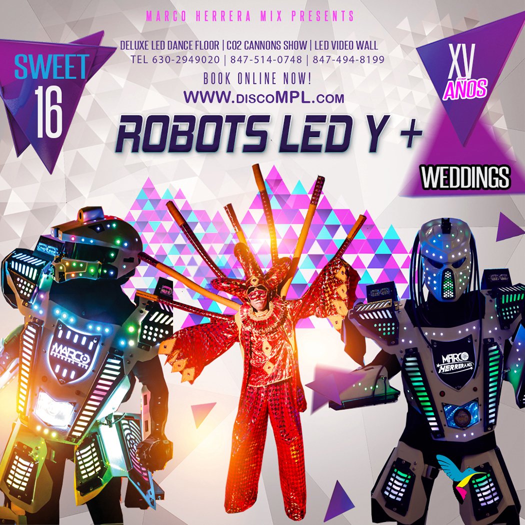 Giant LED Robot Performer
 Our Giant LED Robot Performer is perfect for any event! Weddings, Sweet 16, Quinceañera, Private Parties, Corporate Events or Theme Nights.

Book now at : DiscoMPL.com