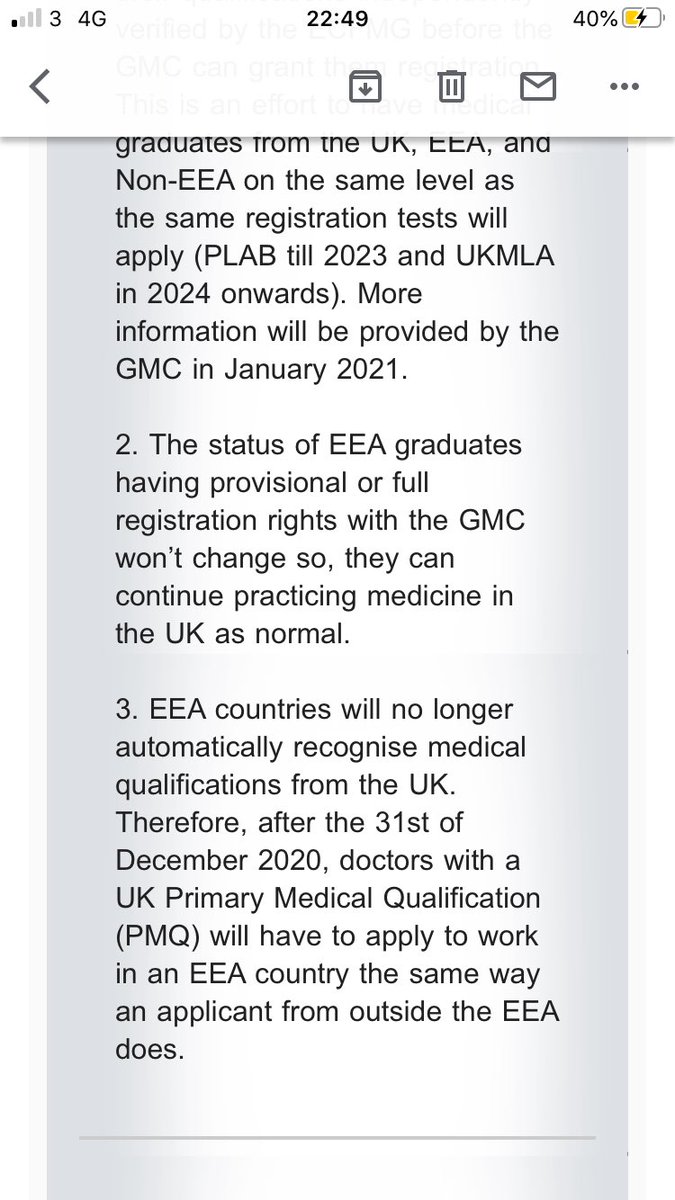 #Brexit After Dec 31st,EEA #medicalgraduates will no longer enjoy the automatic recognition as UK will require verification by #ECFMG before registration with #GMC, similarly UK graduates will have to apply before working in the EEA same as non EEA . #MedTwitter #irishmedtwitter