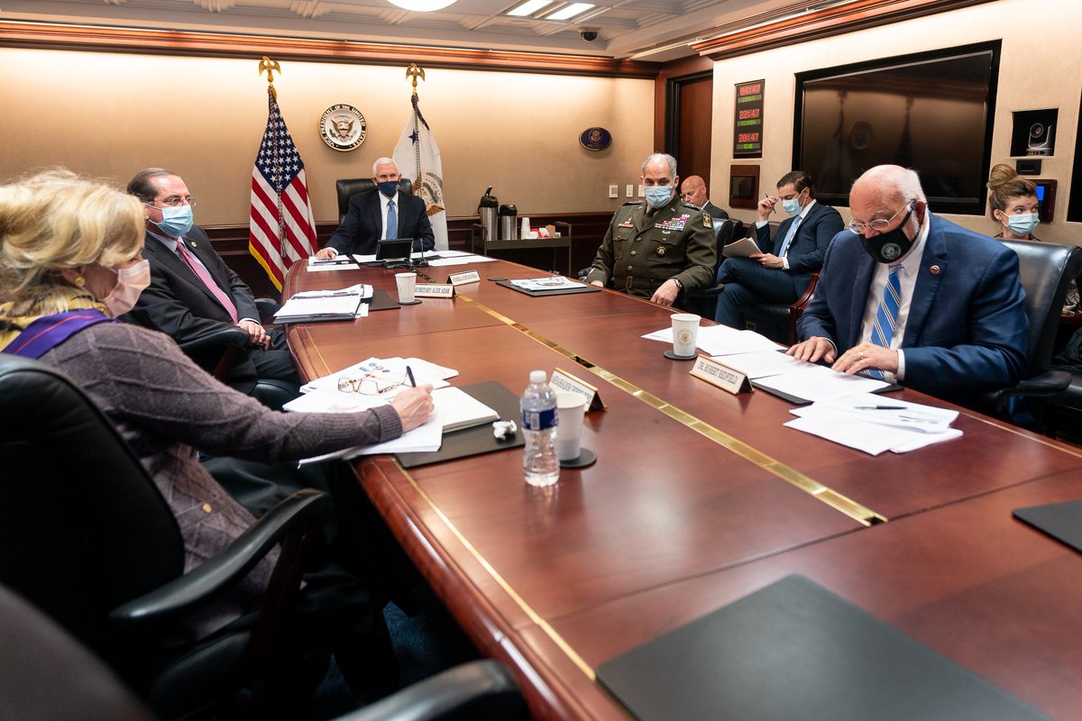 Today the @WhiteHouse Coronavirus Task Force held our Weekly Call with nearly all of America’s Governors as we prepare to distribute a safe & effective vaccine to the American people under Operation Warp Speed in just a few weeks! https://t.co/dxp5w2Wn1E