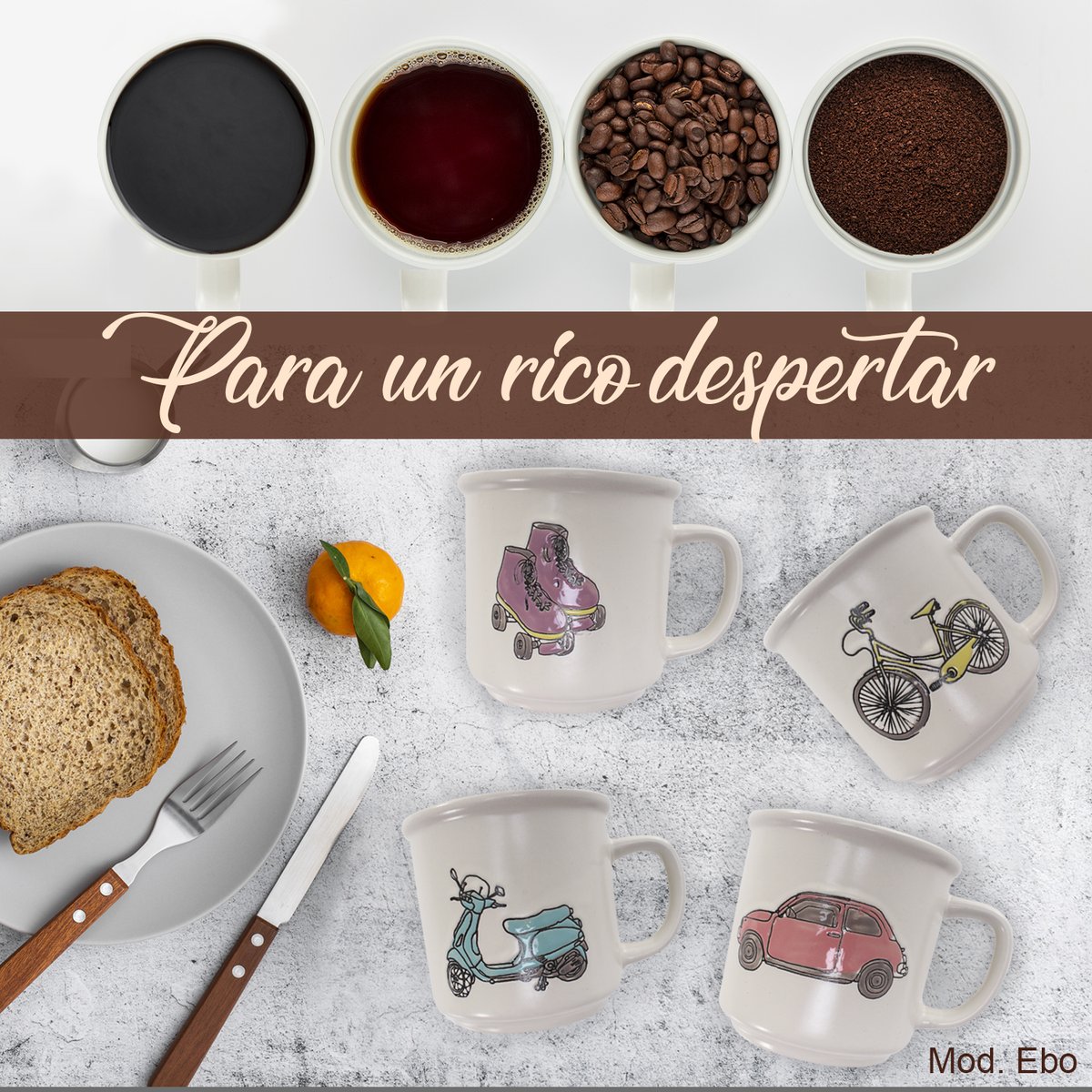 Para un rico despertar.
Mod. EBO
Juego de 4 tarros de cerámica
Adquiérelos  aquí:
whatshome.net/link/store/ROOT