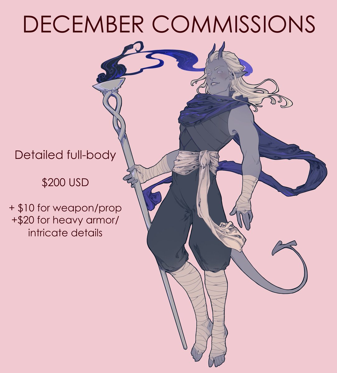 Hey all, I'm opening comms for December! 

✨ 4 - 12 slots, depending on comm type

DM me if interested!

Shares/RTs very much appreciated ??? 