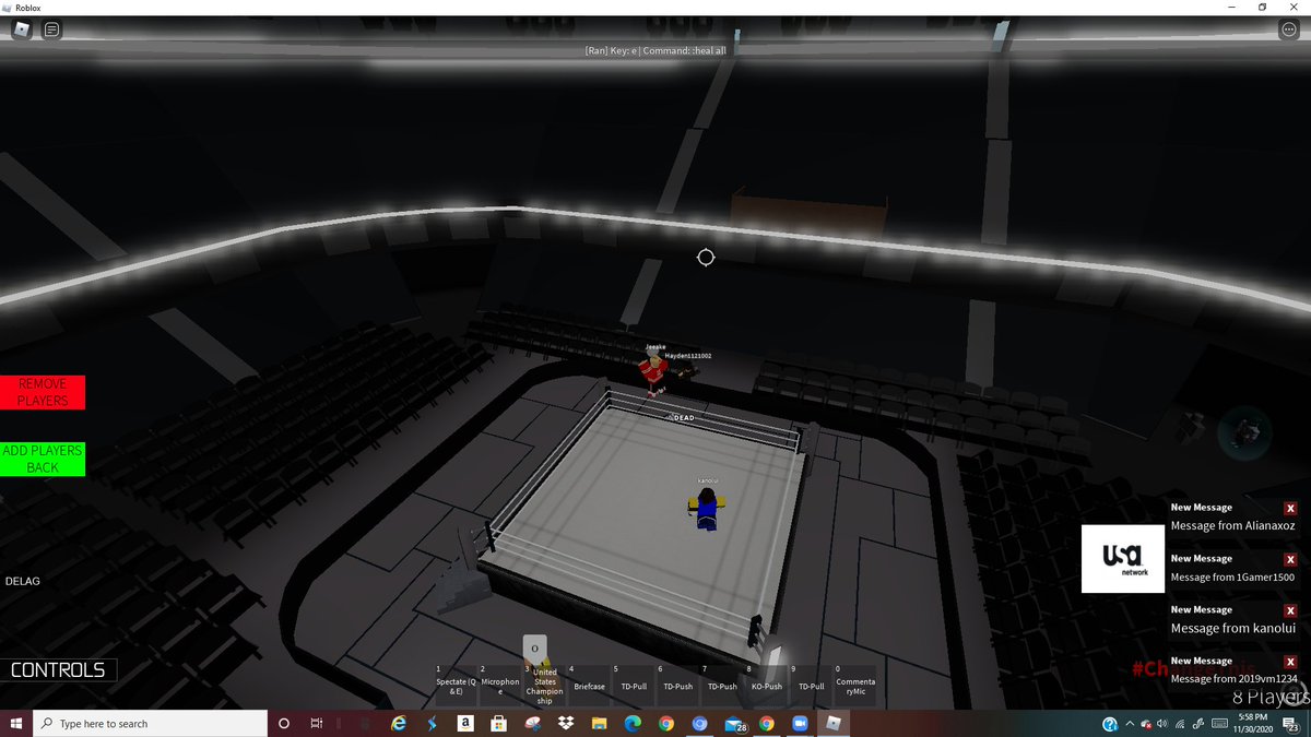 RobloxAEXW's tweet photo. Towards the end of the show @RealJakeYZ Beats #KanBennoit, #Jacklo, and #1Gamer for a Number1Contender spot for the AEXW Championship.. How will Jayson respond to this?? https://t.co/ApyOhkWdpF