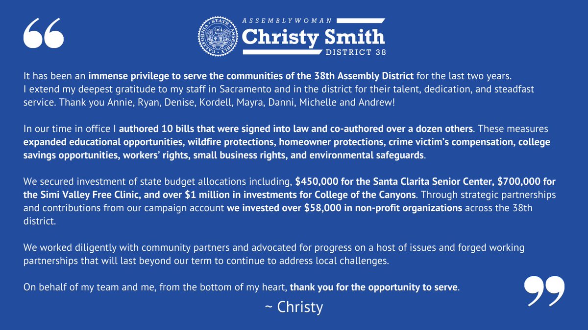 Assemblywoman Christy Smith tweet media