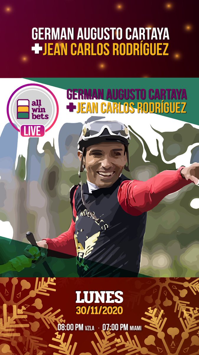 Yankeejockey (@yankeejockey) on Twitter photo Esta noche estaré en una entrevista a través de instagram con los panas de <a href="/allwinbets/">All Win Bets</a> y el periodista <a href="/germancartaya/">German Augusto Cartaya</a> 🏇
Síguenos en el LIVE a las 8pm. 💪🏽
Te espero!
#Hipismo #Caballos #Jinete #5y6Nacional #LaRinconada #Jockey #Horse #Horserace Esta noche estaré en una entrevista a través de instagram con los panas de <a href="/allwinbets/">All Win Bets</a> y el periodista <a href="/germancartaya/">German Augusto Cartaya</a> 🏇
Síguenos en el LIVE a las 8pm. 💪🏽
Te espero!
#Hipismo #Caballos #Jinete #5y6Nacional #LaRinconada #Jockey #Horse #Horserace