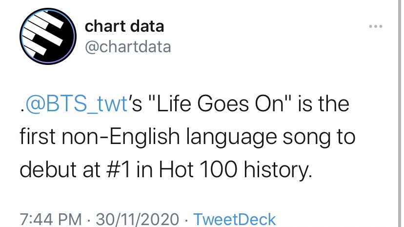 B75Bangtan15's tweet photo. ANOTHER THOPHY, MY HANDS CARRY 'EM!
TOO MANY THAT I CAN'T EVEN COUNT 'EM!

@BTS_twt
#LifeGoesOn1onHot100 https://t.co/5TQTpOvQrP