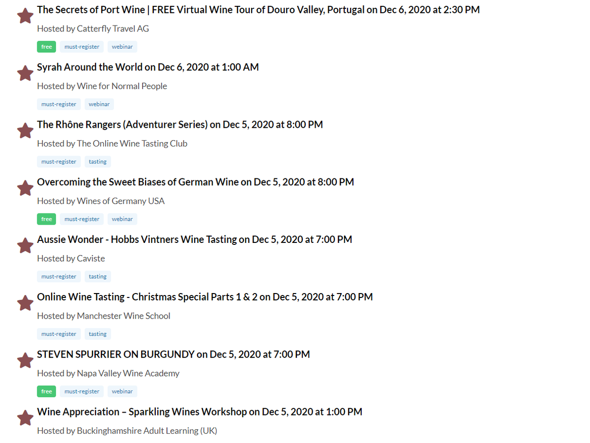 Just checked the numbers and we already have a whopping 412 events submitted to VirtualWineEvents.com for the month of December. 

And there's already 91 events submitted for January! 

Seeing more traffic coming in via Google too so if you have an event be sure to submit it!