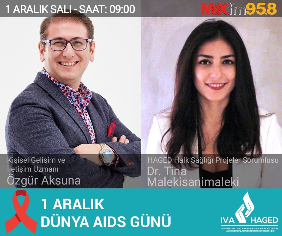 IvaHaged's tweet photo. Yarın 1 Aralık AIDS günü. Bu kapsamda derneğimizin Halk Sağlığı Projeler Sorumlusu Tina Malekisanimaleki, konuya dair güncel başlıkları konuşmak üzere Max Fm'de @ozguraksuna nin konuğu olacak! https://t.co/FUpEuu9nqV