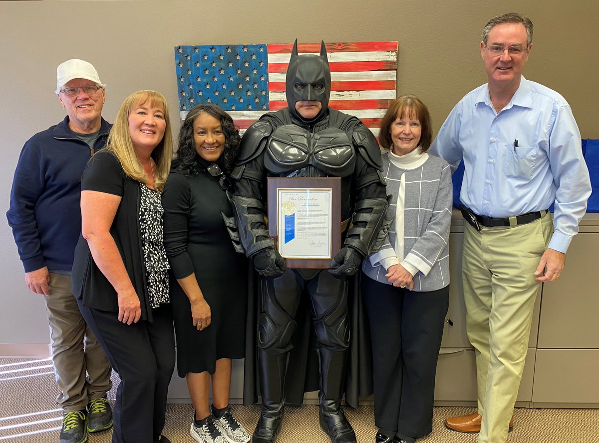 Thanks to #SoCalBatman, who stopped by our office today with a Proclamation from Gotham City. We were pleased to present one to Batman as well!