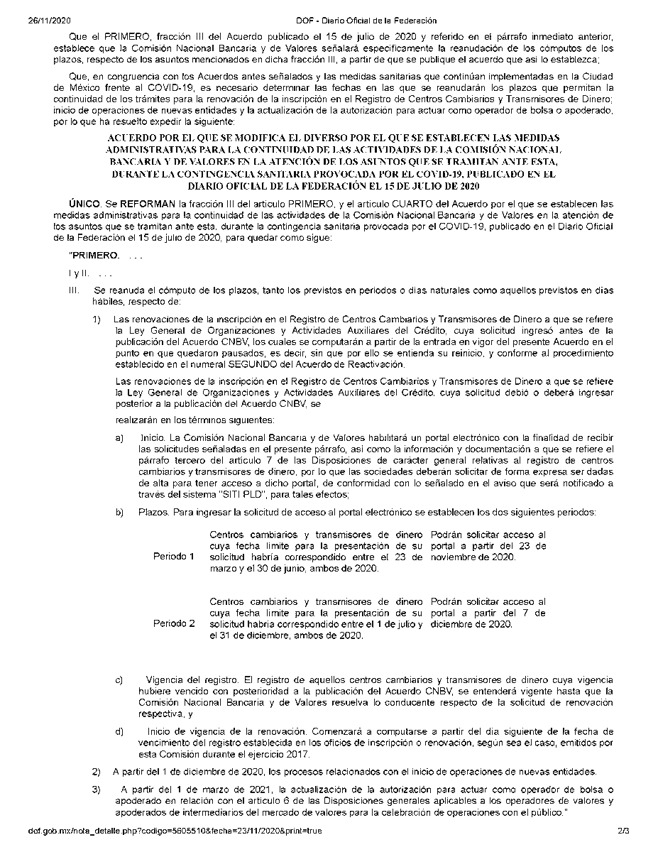 jpa_mexico's tweet photo. Acuerdo publicado el 23 de noviembre de 2020, por el que se modifica las medidas administrativas para la continuidad de las actividades de la CNBV en atención de los asuntos que se tramitan ante esta durante la contingencia sanitaria provocada por COVID-19. #JPAMexico https://t.co/RZRlbNchva