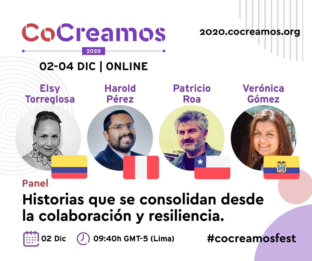 alianzaantofa's tweet photo. Todos invitados al “Festival de Cultura Colaborativa #CoCreamos”
Charlas, Paneles de Conversación y Talleres de CoCreación orientados a promover la cultura de la colaboración
2, 3 y 4 de Diciembre
Inscripciones: https://t.co/kPbRNyHgN7 https://t.co/sGLbBkihId