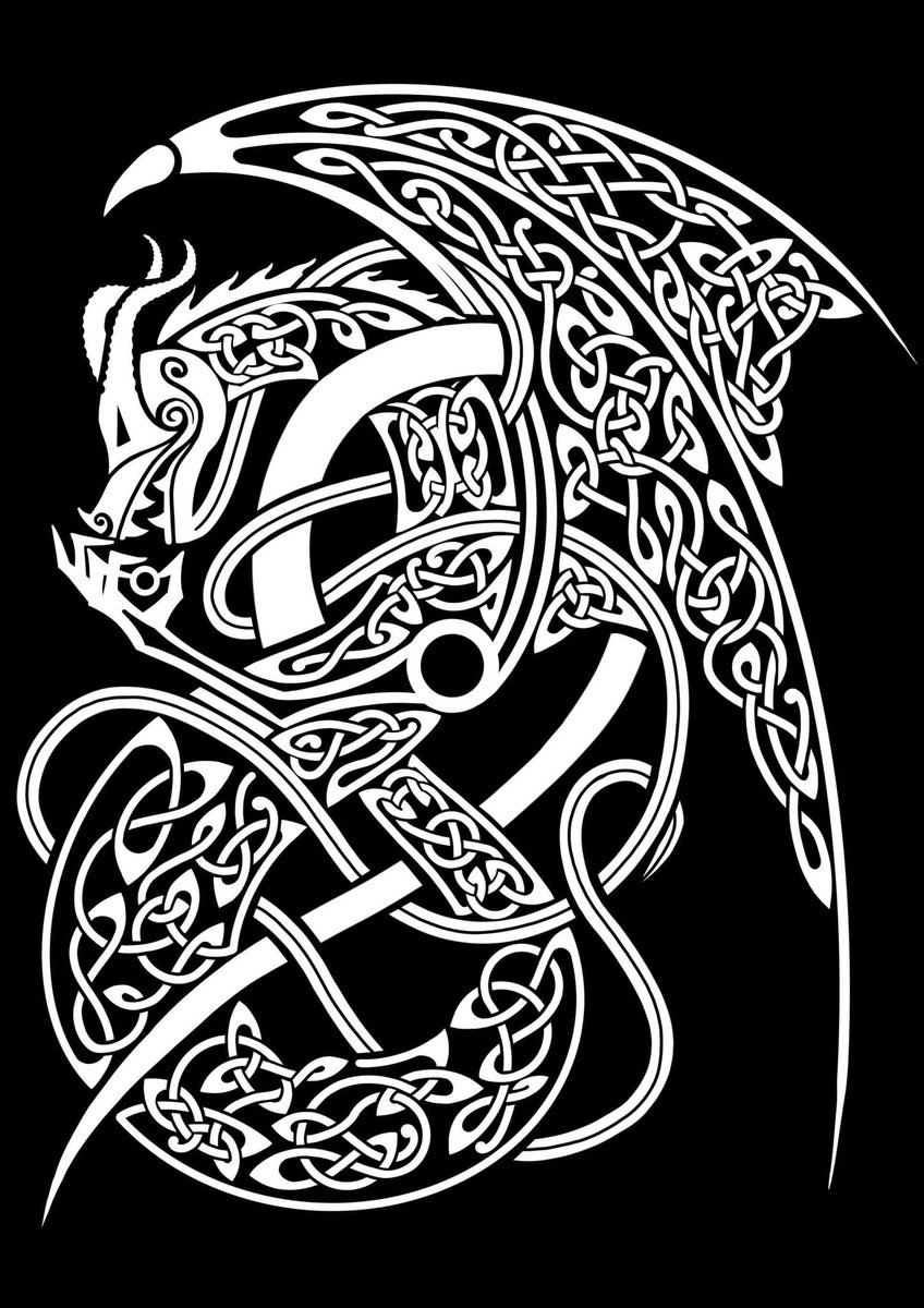 ArtofArklin's tweet photo. Fafnir the dragon.
Think I will colour the same colour scheme as my last 2 pieces 😊
Let me know what you think!
#ArtistOnTwitter #digitalart #norse #nordic #viking #vikings #mythology #knotwork #celtic #artoftheday #norsegods #fafnir #dragon #lindworm #sigurd #andvari https://t.co/WMtBkquKP6