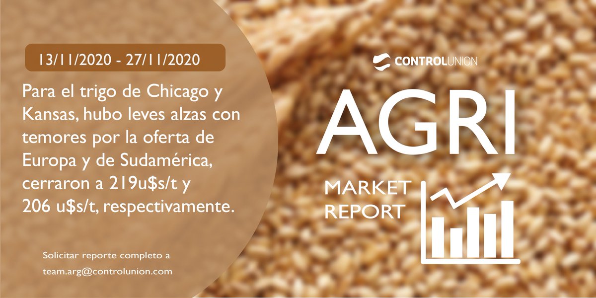 ControlunionARG's tweet photo. • Agri Market Report •
Período 13/11/20 - 27/11/2020
Solicitar reporte completo a team.arg@controlunion.com https://t.co/TF59DFdlpL