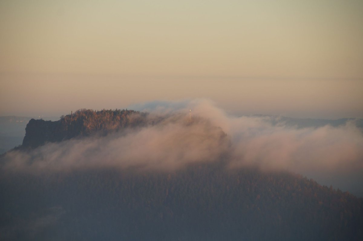 Lilienstein im Morgennebel, Sächsische Schweiz, November 2020.