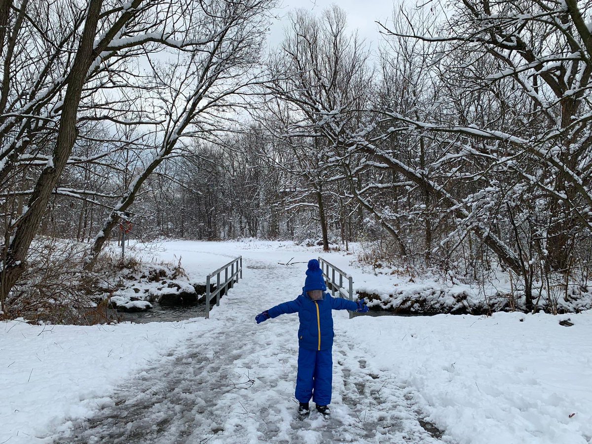 SharmaTDSB's tweet photo. The Ss were super excited to play in the snow last week . We walked to the ravine and explored winter in the forest. We were ‘wowed’ by it’s beauty and even got to see a deer ! @DarleneJones96 @ShorehamPSW @EmmanuelP_1 @LC2_TDSB https://t.co/hli2pTUfAS