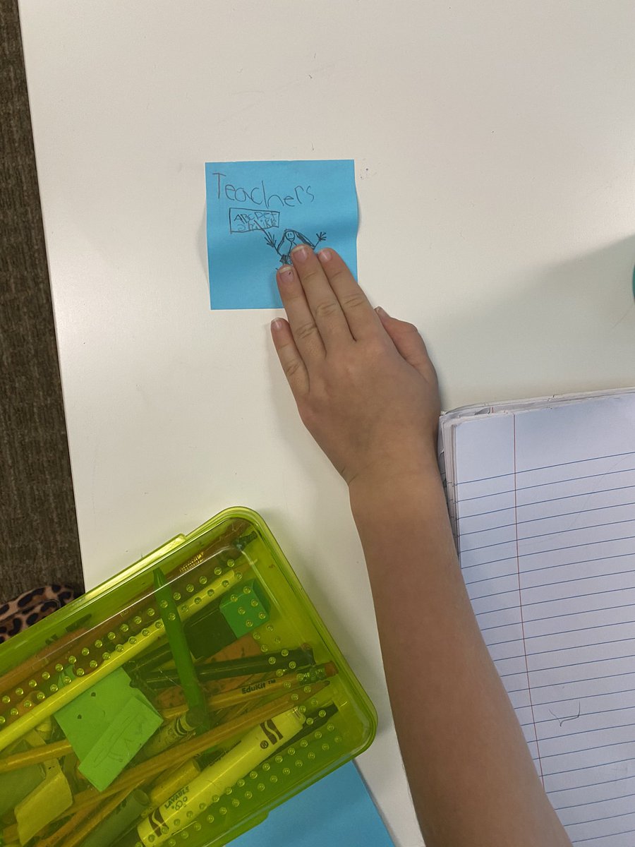 MrsWalterscheid's tweet photo. Keeping in mind who our audience is in Writer’s Workshop by jotting it down on a post-it and sticking to our desks ✏️ 💜 #FISDelar https://t.co/lcbyeVw3Ir