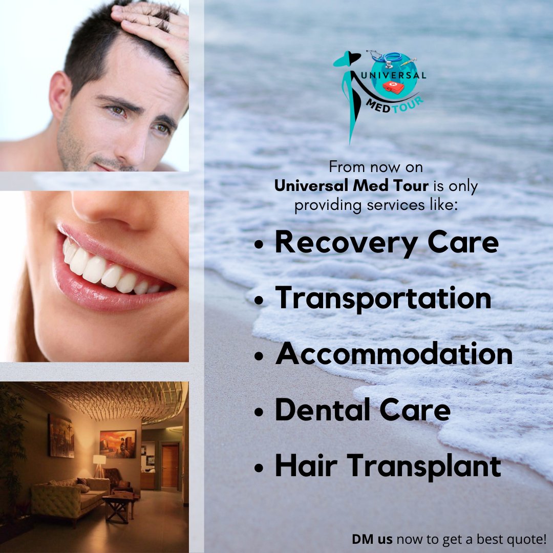 MedUniversal's tweet photo. Get the best services from Universal Med Tour in a very reasonable budget! DM us now to get your booking done! 🙂
#appointments #easy #stressfree #universalmedtour #dentalcare #smile #oralhealth #bestservices #dentist #recoveryhouse #offer #best #care #transportation #discount https://t.co/FkqB3DjrH0
