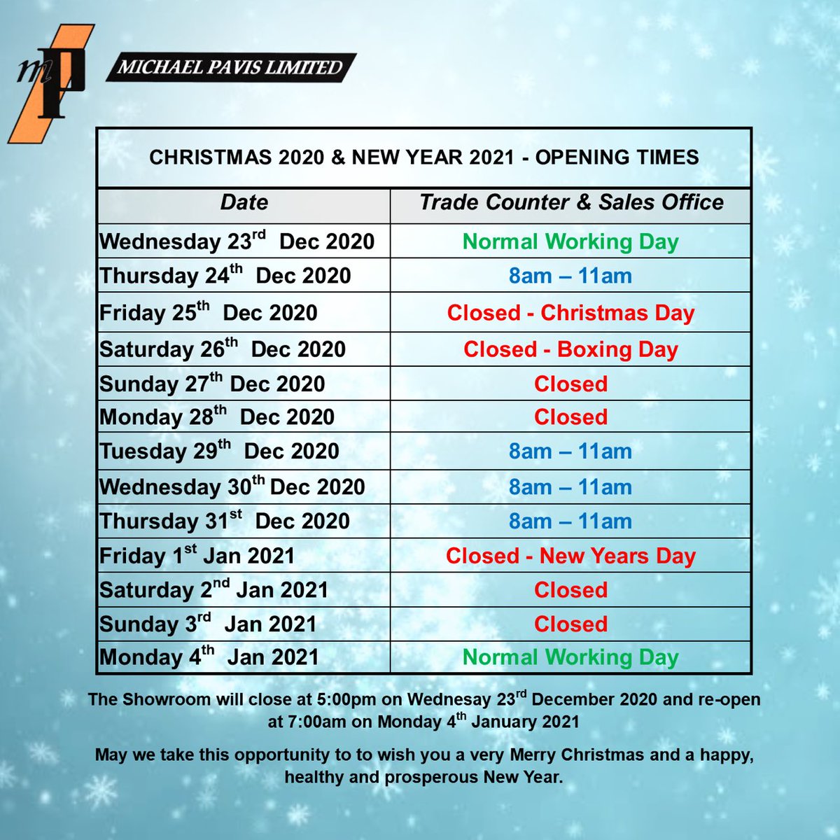 We are open over Christmas