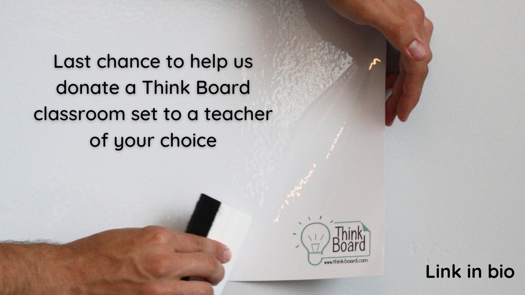 thinkboard's tweet photo. Think Board's Week of Giving ends tonight! Don't miss out on your chance to help us give back. After purchasing one of our Premium products, just head to the link in our bio!π
#ThinkBoard #WhiteBoard #GiveBack2020 #StartUp #smallbusiness #homeoffice #WorkFromHome #teachfromhome https://t.co/f5Frcl3jx5