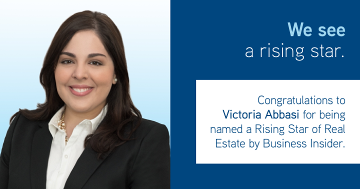 Colliers's tweet photo. Colliers' Victoria Abbasi has been named a Rising Star of Real Estate by @businessinsider. Read the full article and see the list of young professionals here: https://t.co/uBiKdiyQhA | #BeALeader #Colliers https://t.co/D3glg6enHj