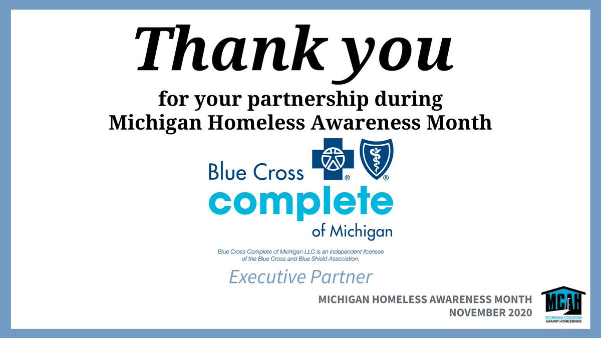mihomeless's tweet photo. Thank you to @bcc_mi for joining us as an Executive Partner for Michigan Homeless Awareness Month! #EndMIHomelessness #HAM2020 https://t.co/8xBBhjAujt