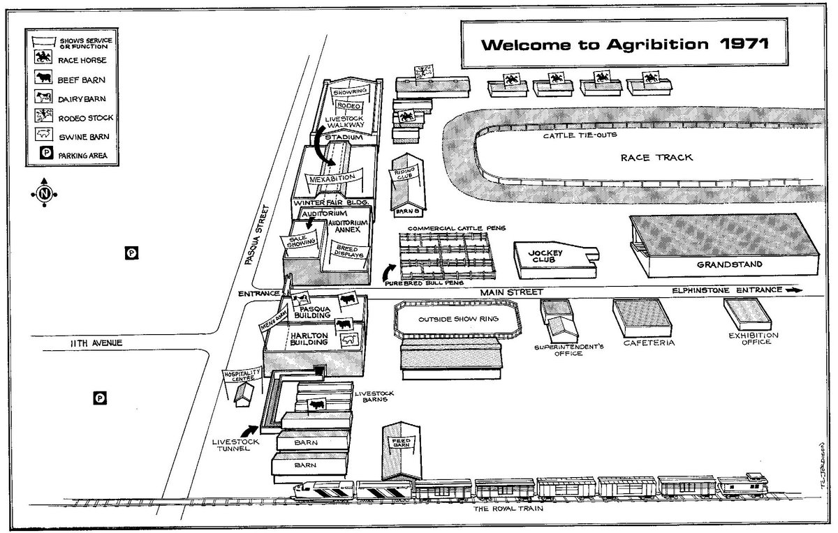 Did you know Agribition started on this day in 1971? A print of this sketch hangs in the CWA office, but not everyone gets to see it when they visit the show. Here's a glimpse of the grounds setup. Enjoy!  #CWA