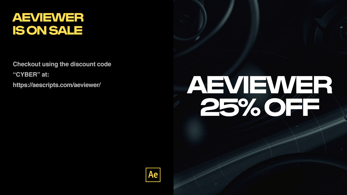 motion_land's tweet photo. #AEviewer and #FontManager are on sale!
Use the "CYBER" discount code during the checkout at @aescripts 🎁😍 https://t.co/JKXXGhoCBE