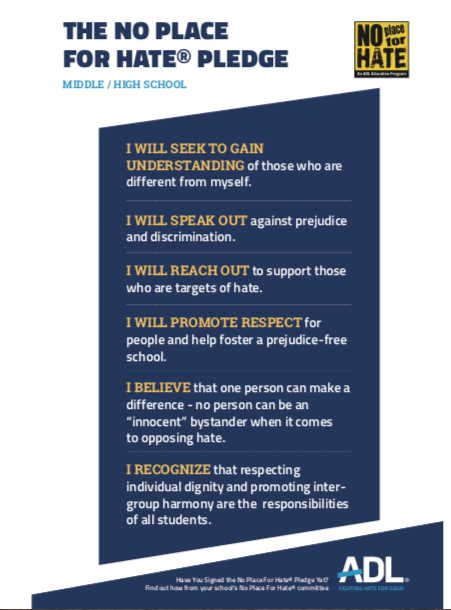 Dear students and staff,

If you have signed the No Place For Hate Pledge, please feel free to let us know in a tweet! Mention us and use the hashtag #ISignedToStopHate 
<a href="/CresskillMSHS/">Cresskill MS/HS</a> <a href="/CresskillBOE/">Cresskill Schools</a>
