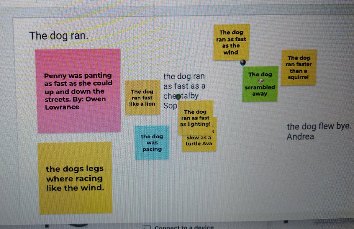 phillipsstars3's tweet photo. Using Jamboard to practice our "Show not Tell" strategies. We are using our creative minds on this first day back! #LISD_elem_virtual #lifeisgoodatHVE https://t.co/zb7O5ecUoW