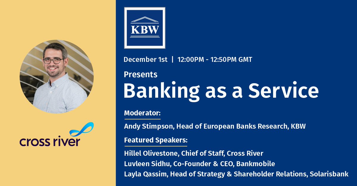 If you’re attending @KBWfinthink’s #InnovationInFinance, be sure to tune in at 7am ET to hear more about #BankingasaService from our Chief of Staff, @HOlivestone. #BaaS #BankingUntangled @BankMobile @Solarisbank