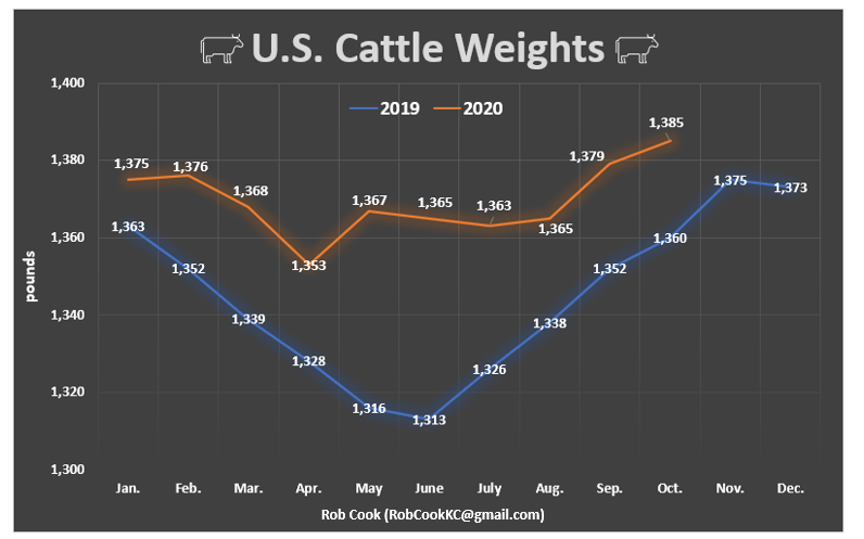beef2live's tweet photo. Cattle Weights Maintain Record Pace
Cattle weights have averaged 1,370 pounds so far in 2020 and are on pace to be the heaviest on record.
https://t.co/wjy99NefIw
#cattle #nbw #cattleweights #beef2live https://t.co/HbCNZyUSFp