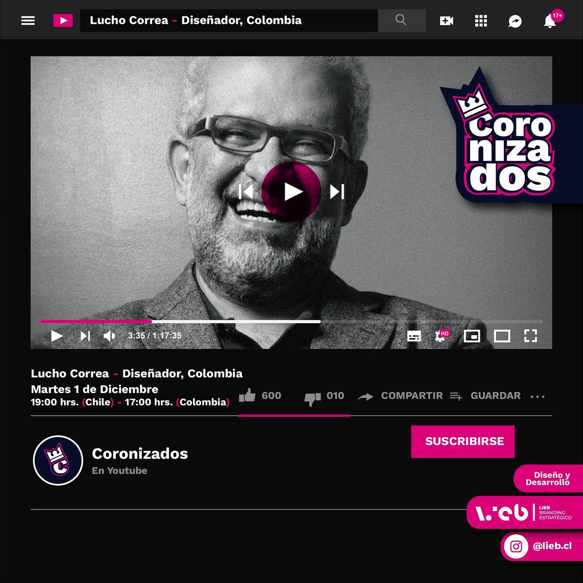 francisco_isla's tweet image. Mañana martes 1, conversación con Lucho Correa desde Bogotá. 
Lucho es un destacado creativo y Diseñador con amplia trayectoria y hoy dueño de su propia oficina llamada LIP.
Apoya @EscomDuocUC @marcopuchi y LIEB
Coronizados en Vivo por su canal de Youtube.