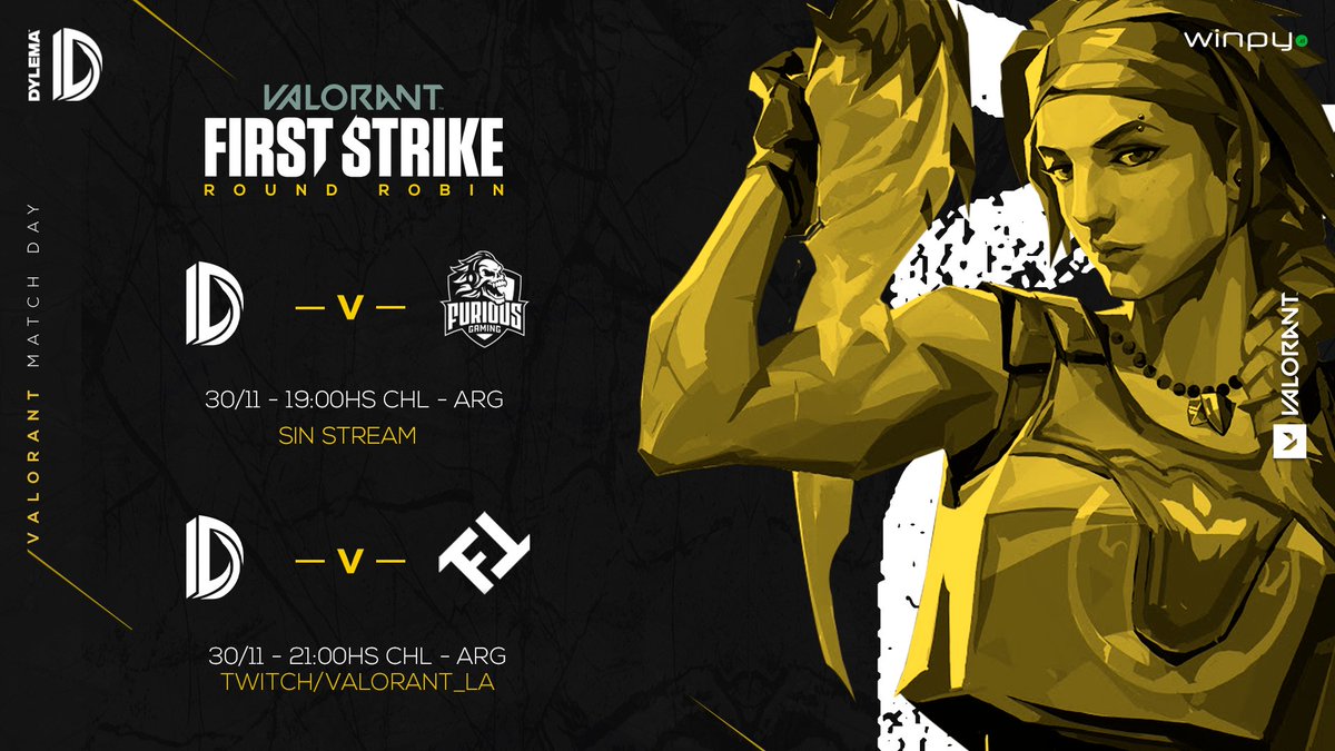 DylemaGG's tweet photo. #VALORANT | #FirstStrikeLatam 

¡Continuamos con otra jornada de First Strike!

Hoy toca jugar contra #LaCalavera  ☠️ @FuriousGamingLA a las 19 hrs 🇨🇱🇦🇷. Esta no tendrá transmisión.

Después jugamos contra @FeintGamingla a las 21 hrs 🇨🇱🇦🇷

¡Hoy es matar o morir!
#SiempreDylema https://t.co/EzWWVUJ5Z3
