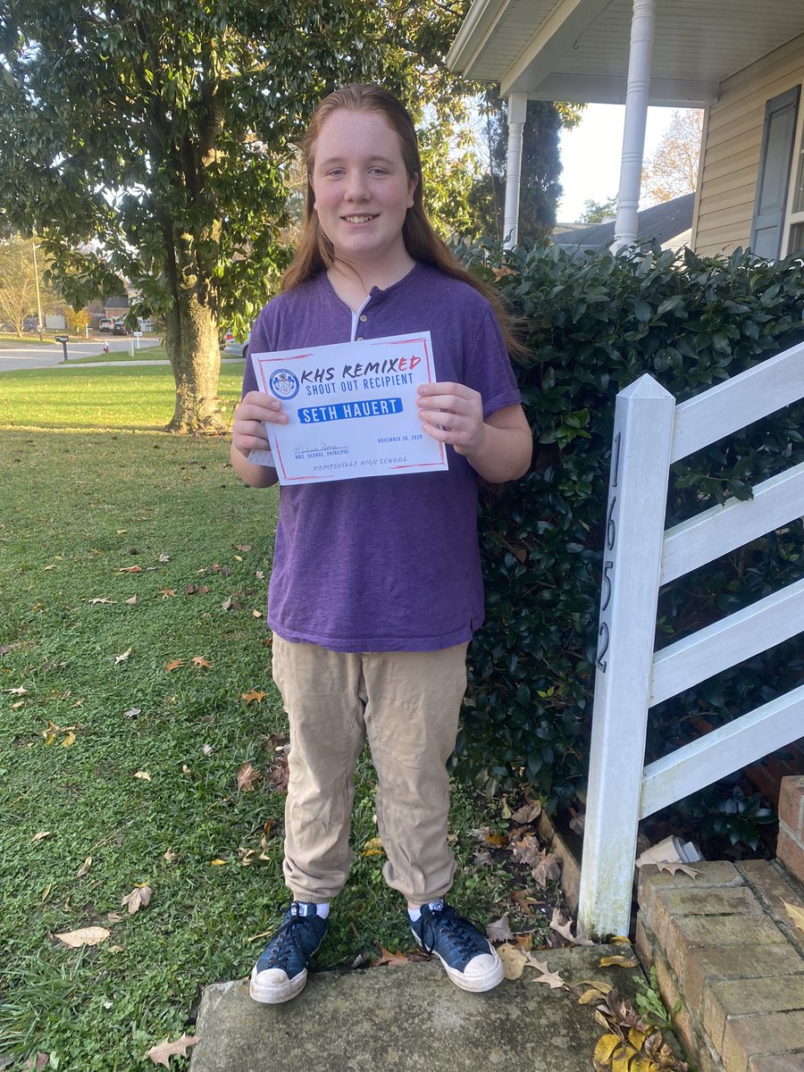 KHS_ReMixEd's tweet photo. Congratulations to our first KHS ReMixEd Shout Out recipient Seth H., nominated by @GuckertTaylor as “he has shown kindness and resiliency during this tough time.” Keep up the great work, Seth! https://t.co/wRLQVOGV1F