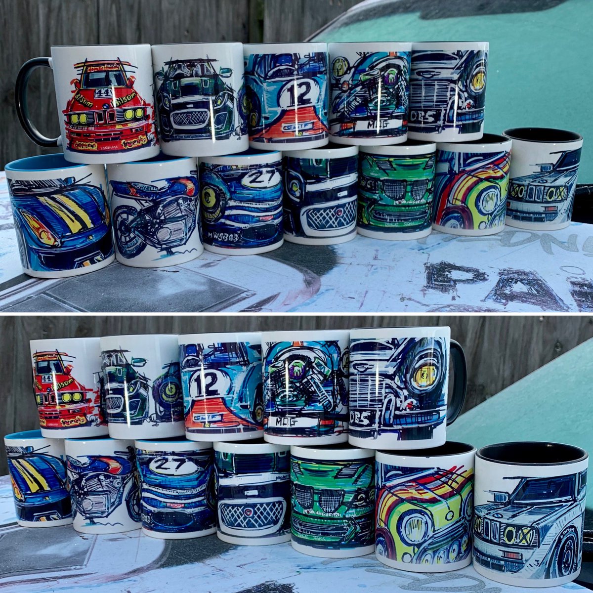 Popbangcolour's tweet photo. Good news! New #ContinuousCar mug designs are now available on the https://t.co/zcoBbhMCXf - which 3 are your favourite? 

Linky here: 👀🚗✍🏻👍🏻

https://t.co/EjD3I6jdXf https://t.co/wADsQRNMCM