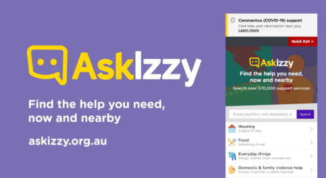 TechSoup's tweet photo. #AskIzzyAU is an @Infoxchange project that allows #Australian users to #FindHelp and resources like #FoodBanks, #housing, legal assistance, and more. Learn more about them here: https://t.co/uFbMfPOmrB #FoodApps #PublicGoodAppHouse https://t.co/9HquRxy7UL