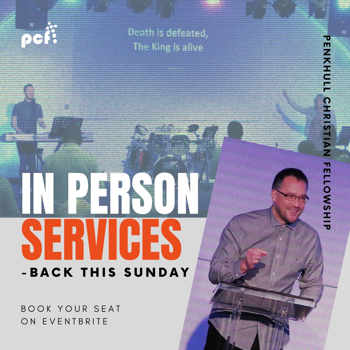 PCFchurchStoke's tweet photo. ⛪ We're pleased to restart in-person services this Sunday. 

💻 You'll need to book your place on Eventbrite due to current regulations.  

📺 You can also watch it live on our Facebook page. https://t.co/vD3XJCltOg