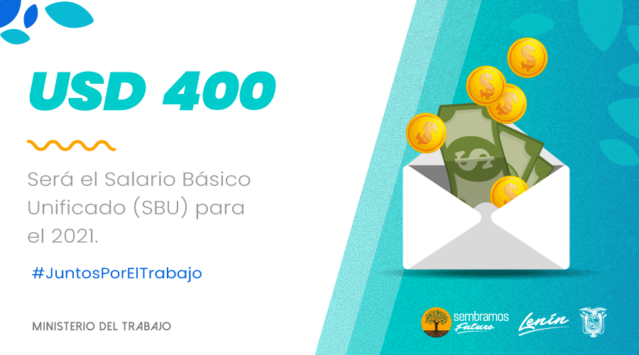 gobersantaelena's tweet photo. #JuntosPorElTrabajo 🤝| Con el fin de mantener y generar más fuentes de empleo, las autoridades del @MinTrabajoEc fijaron el Salario Básico Unificado (SBU) 2021 en USD 400. https://t.co/nX2wdgcsvh