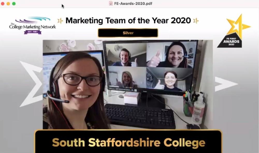 southstaffs's tweet photo. The Marketing Team are delighted to have won two silver awards tonight at the @cmnoffice FE First Awards 2020! ๐ฅ๐ฅ
At tonightโs Zoom awards evening, we won silver in the Digital & Social Media Campaign category as well as the Marketing Team of the Year! ๐ well done team!! ๐ https://t.co/w8xG3SmokG
