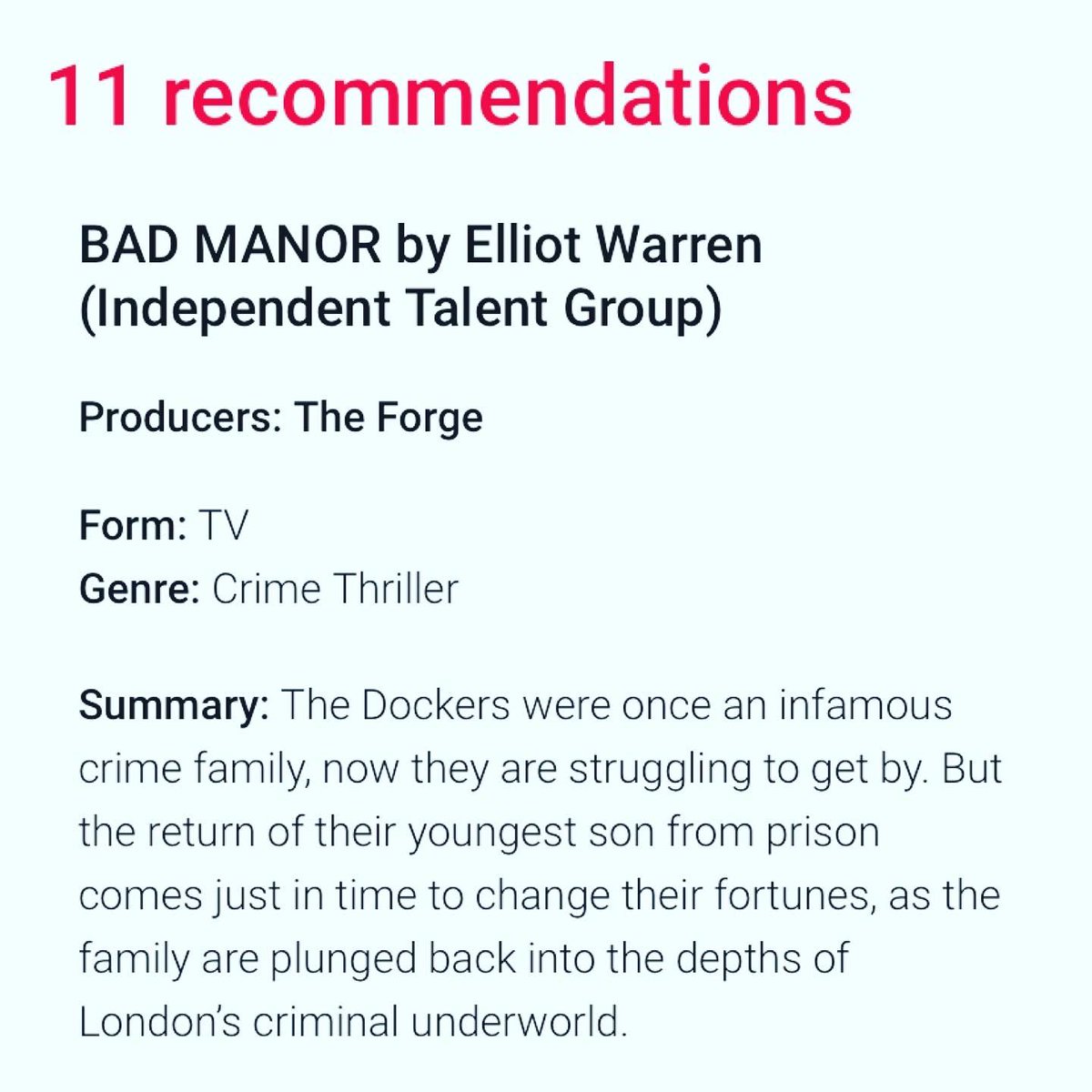 My script BAD MANOR made the 2020 BRIT LIST! Absolutely buzzing to announce this! Can’t wait to get this project rolling! 👊🔥 <a href="/Brit_List/">The Brit List</a> <a href="/ITG_Ltd/">Independent Talent</a> #BritList