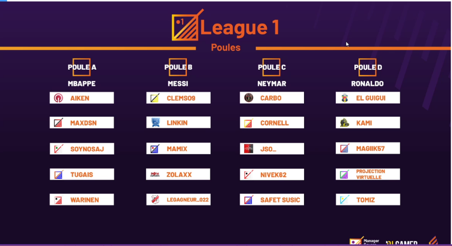 FcvbLinkin's tweet photo. Le verdict est tombé !!! 
Voici la poule dans laquelle nous serons en @MSC_FM !!
On sera poule B avec @Legagneur_022 @ZolaxxFM @Mamix44420069 et @clemso9 !!!
De gros matchs en perspective !!! Merci @eLS_Officiel 
#TeamFMFCVB @FCVBeSport https://t.co/p2oC1YQ6Qx