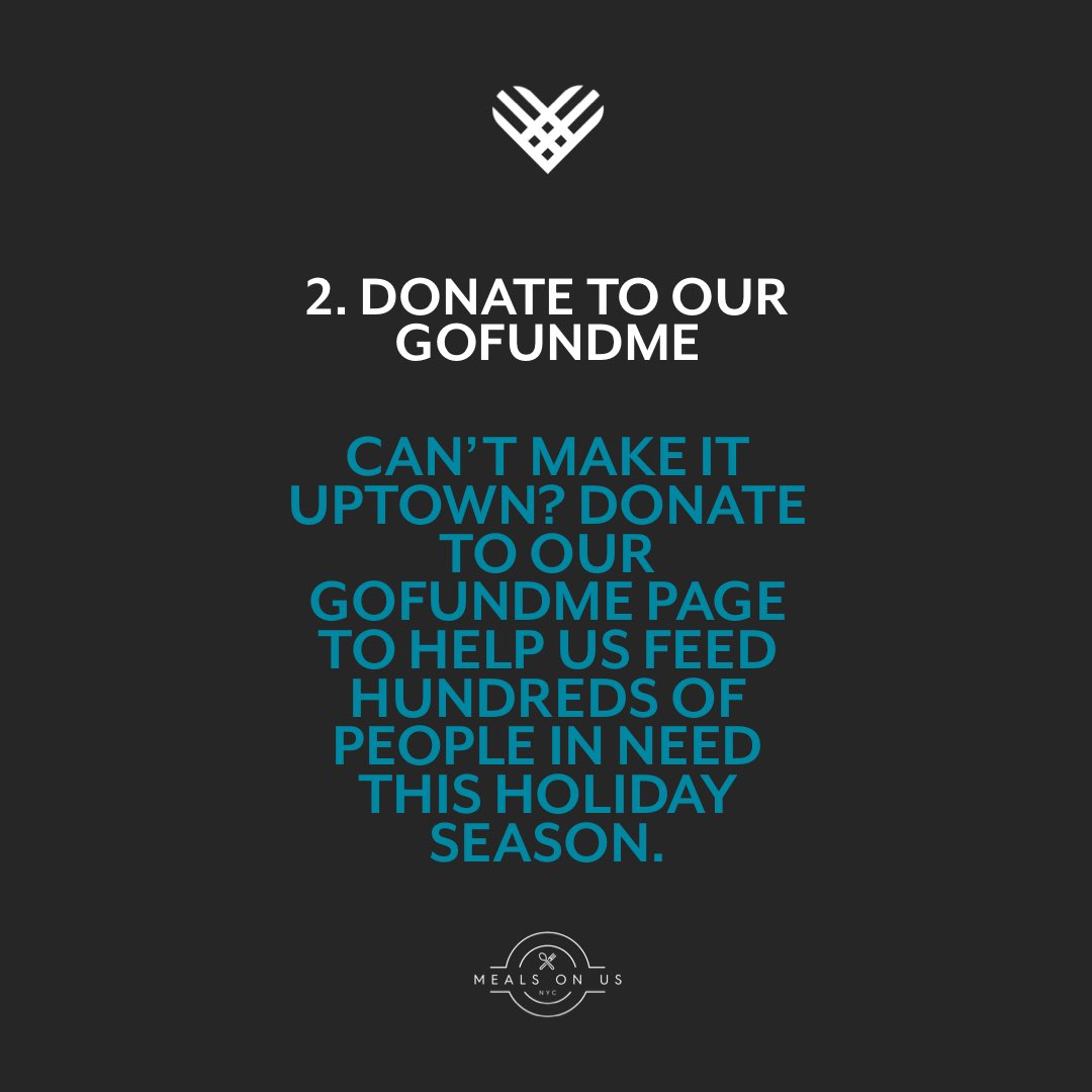 MealsonUs's tweet photo. #GivingTuesday is Tomorrow, December 1st. Here are 4 more ways you can help your community with or without donating any money. 

-Donate food to our holiday food drive 
-Donate to our GoFundMe page 
-Follow Us &amp; Share
-Donate your time https://t.co/2F0ZBVWe84