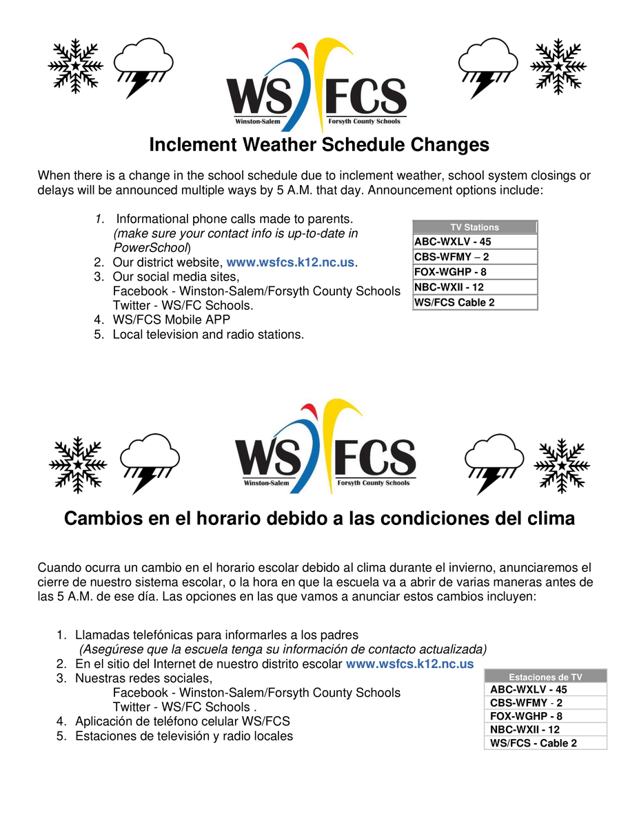 Ws Fc Schools It S That Time Of Year To Think About Winter Weather How Do You Find Out If School Has Been Canceled Or Learning Moved Online Read The Procedures Here