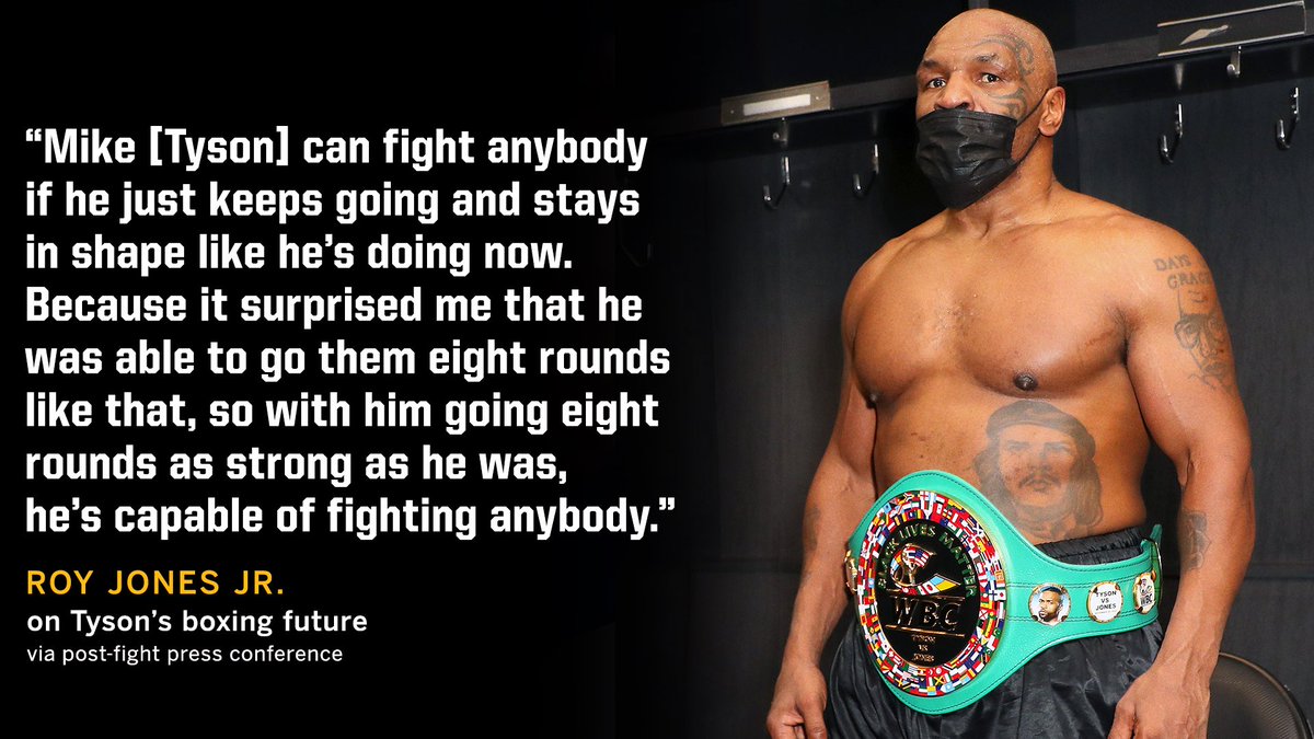 ESPNRingside's tweet image. Roy Jones Jr. believes Tyson has a shot against any fighter today.