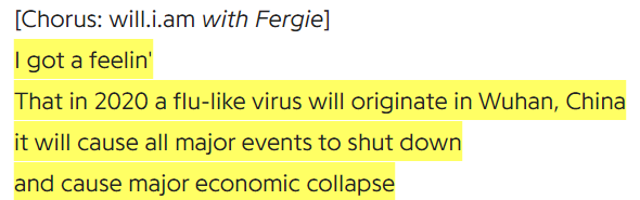 BLACK EYED PEAS PREDICTED COVID??????