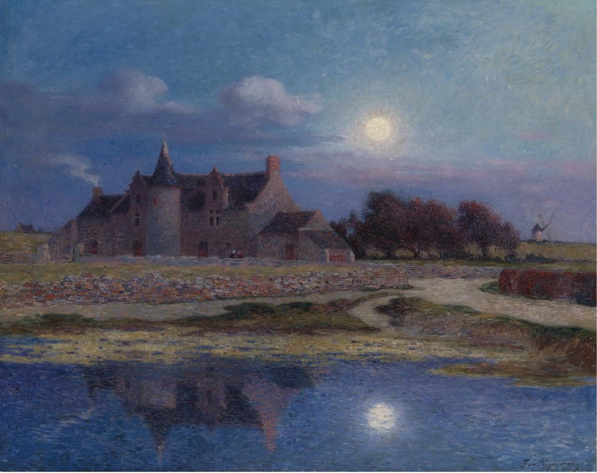 🎨Ferdinand du Puigaudeau (1864 - 1930) 'Kervaudu under the Clear Moon'